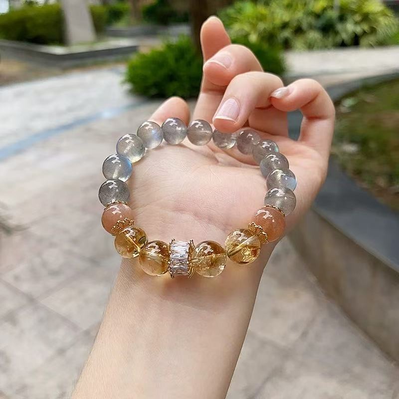 Zen Healing Gray Moonstone Citrine Balance Bead Bracelets