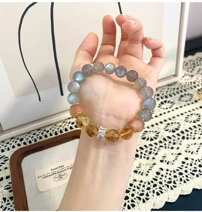 Zen Healing Gray Moonstone Citrine Balance Bead Bracelets