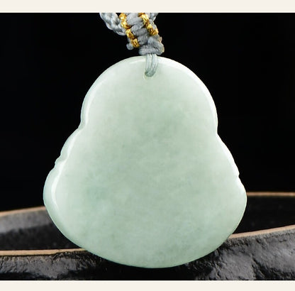 Zen Healing Jade Laughing Buddha Luck Pendant Necklace