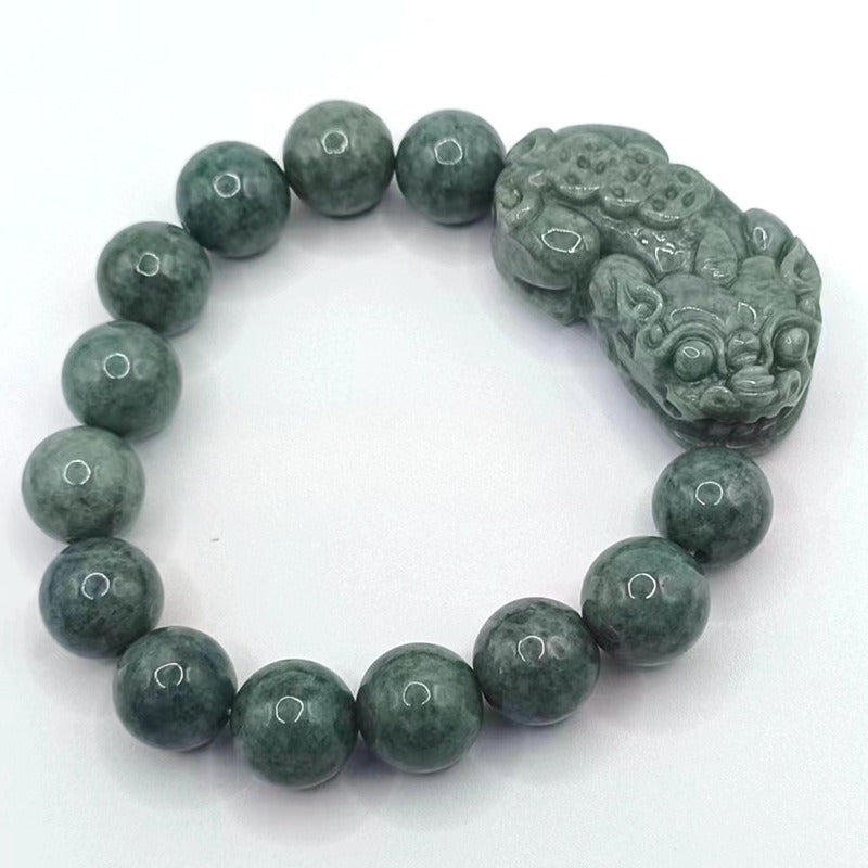 Zen Healing Jade PiXiu Wealth Feng Shui Bracelet 13mm