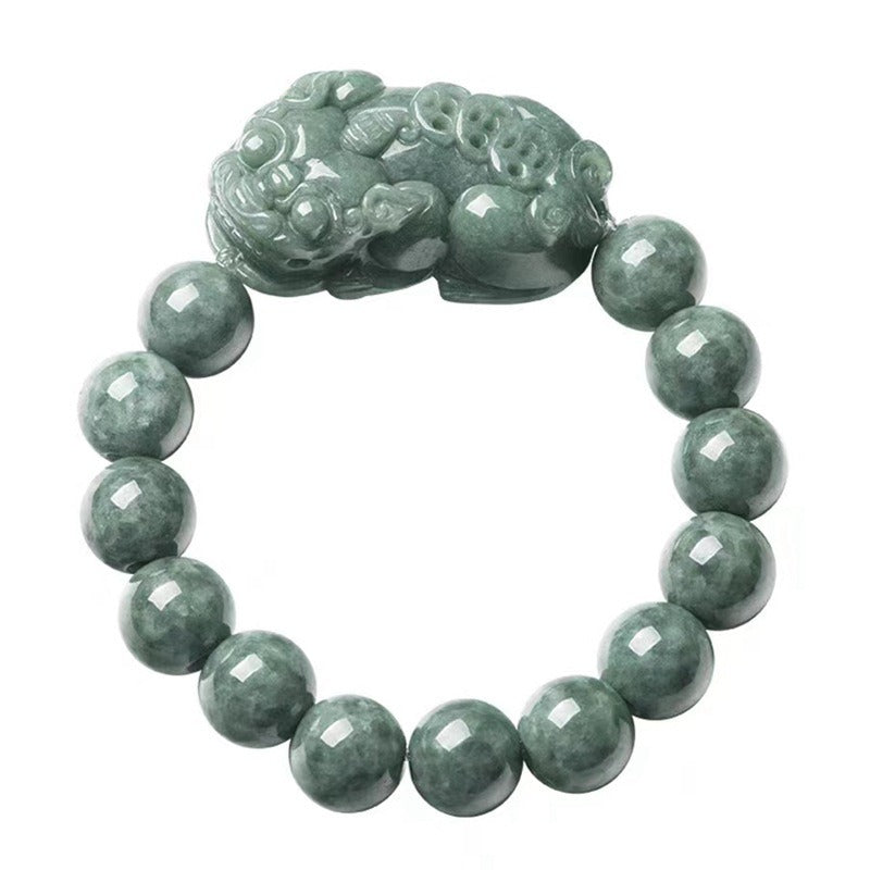 Zen Healing Jade PiXiu Wealth Feng Shui Bracelet 13mm