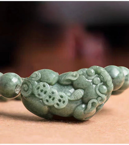 Zen Healing Jade PiXiu Wealth Feng Shui Bracelet 13mm