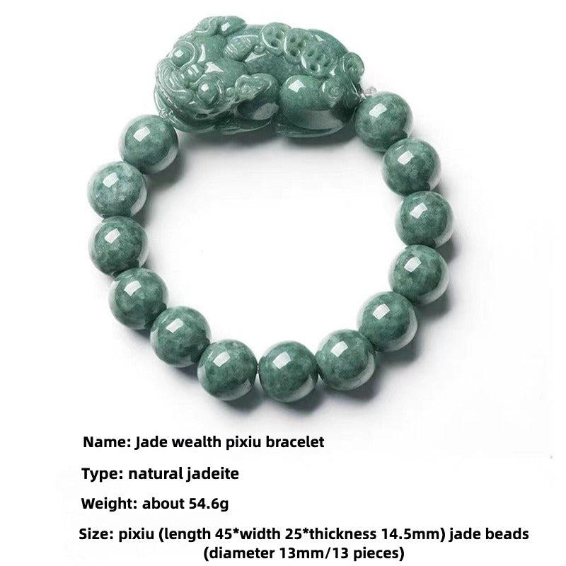 Zen Healing Jade PiXiu Wealth Feng Shui Bracelet 13mm