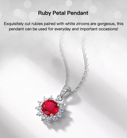 Zen Healing Lab-Created Ruby 925 Silver Sunflower Necklace