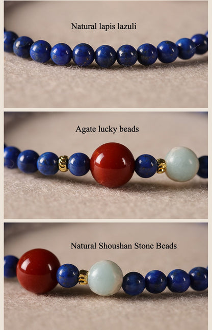 Zen Healing Lapis Lazuli Agate Positive Bracelet