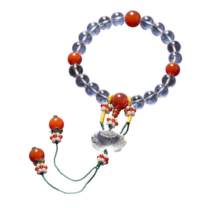 Zen Healing Mala Beads White Crystal Red Agate Clarity Bracelet