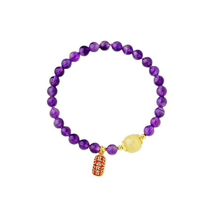 Zen Healing Natural Amethyst Crystal Amulet Charm Positive Bracelet