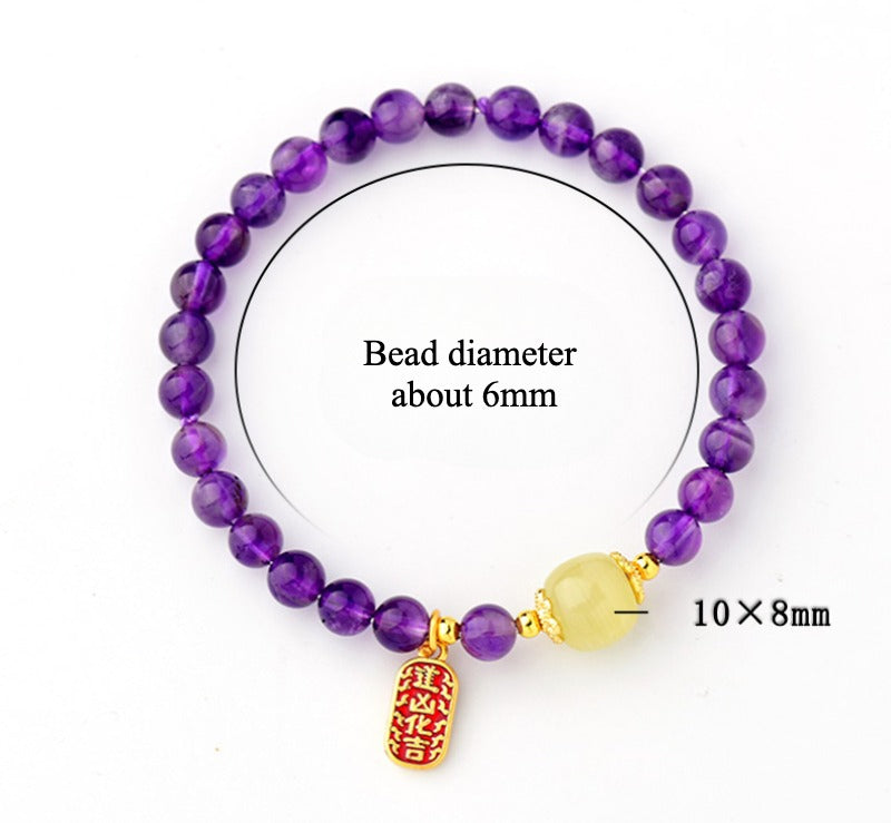 Zen Healing Natural Amethyst Crystal Amulet Charm Positive Bracelet