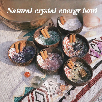 Zen Healing Natural Crystal Coconut Bowl Wishing Tabletop Planter