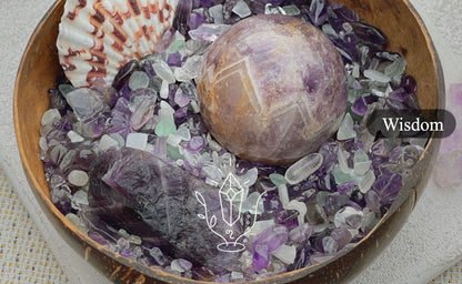 Zen Healing Natural Crystal Coconut Bowl Wishing Tabletop Planter