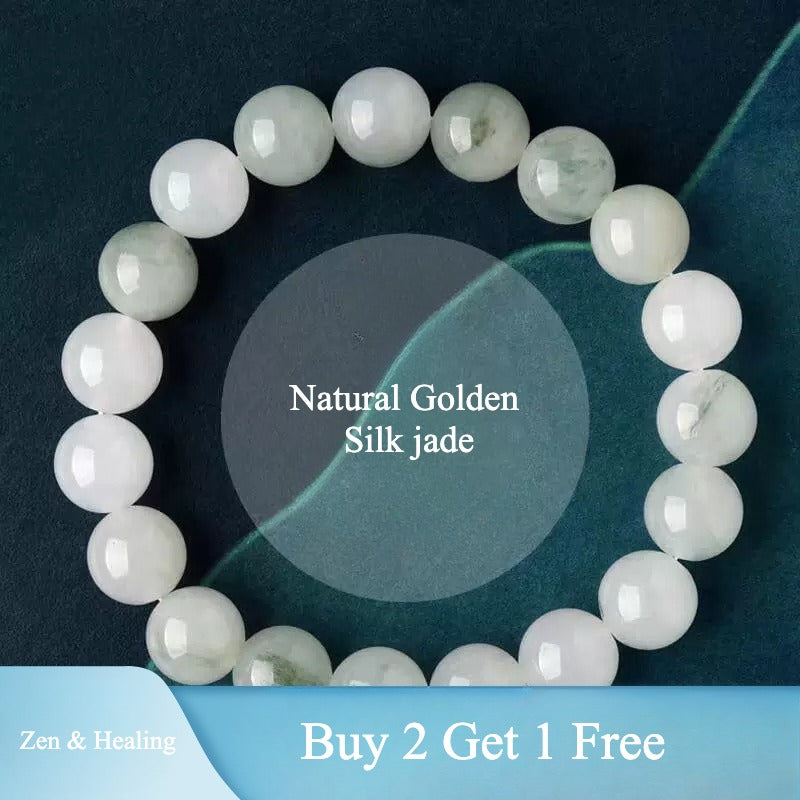 Zen Healing Natural Golden Silk jade Luck Bracelet Jade Gifts