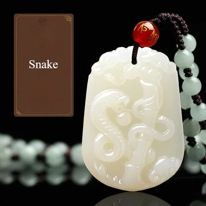 Zen Healing Natural Jade Chinese Zodiac Luck Prosperity Necklace Pendant