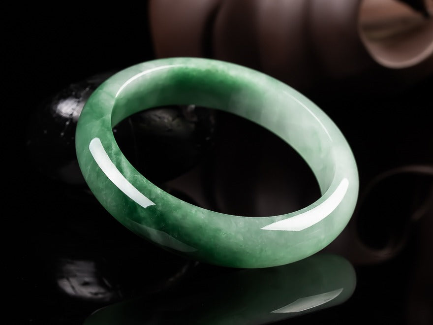 Zen Healing Natural Jade Fortune Blessing Bangle Bracelet