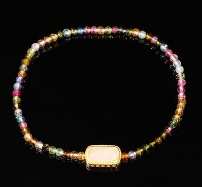 Zen Healing Natural Rainbow Tourmaline Square Bead Positive Bracelet