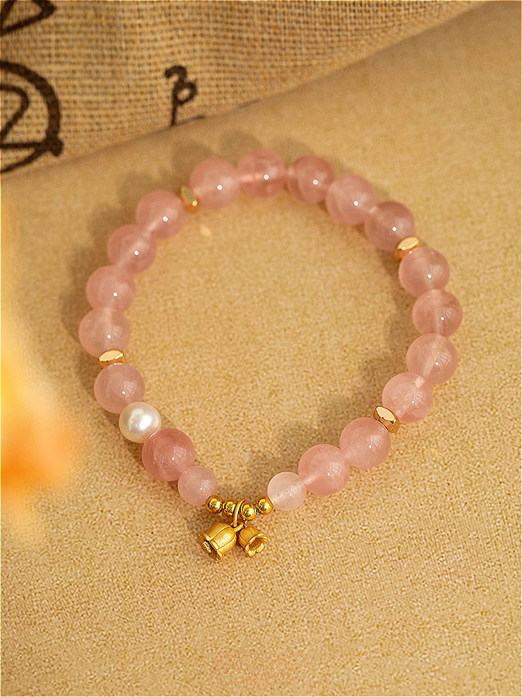 Zen Healing Natural Rose Quartz Pearl Lucky Charm Bracelet Love Gift