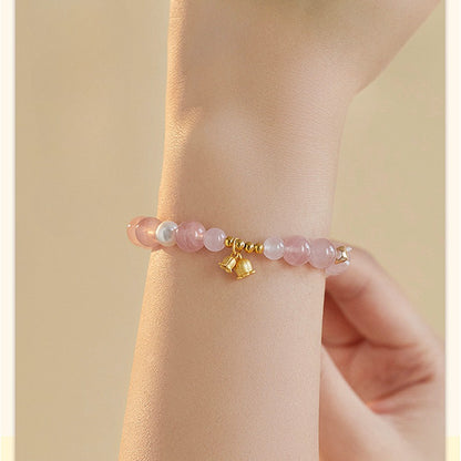 Zen Healing Natural Rose Quartz Pearl Lucky Charm Bracelet Love Gift