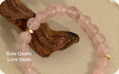 Zen Healing Natural Rose Quartz Pearl Lucky Charm Bracelet Love Gift