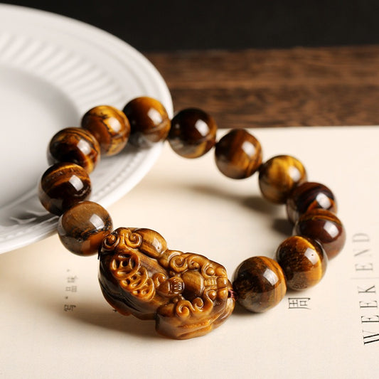 Zen Healing Natural Tiger Eye PiXiu Wealth Protection Bracelet