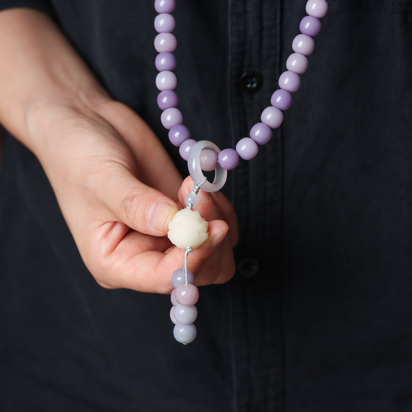 Zen Healing Purple Bodhi Lotus 108 Mala Beads Peace Bracelet