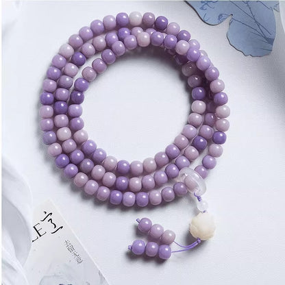 Zen Healing Purple Bodhi Lotus 108 Mala Beads Peace Bracelet