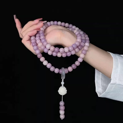 Zen Healing Purple Bodhi Lotus 108 Mala Beads Peace Bracelet