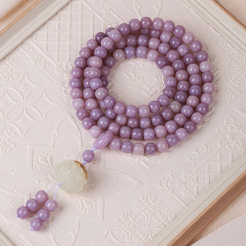 Zen Healing Purple Bodhi Lotus 108 Mala Beads Peace Bracelet