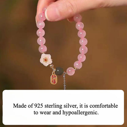 Zen Healing Rose Quartz Jade Peach Blossom Love Bracelet