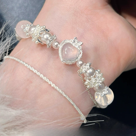 Zen Healing Rose Quartz Pearl Love Bracelet