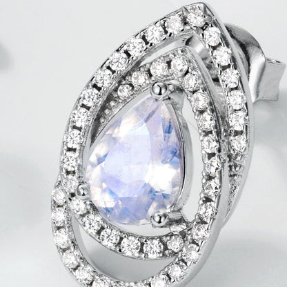 Zen Healing S925 Diamond Blue Moonstone Stud Earrings