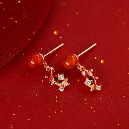 Zen Healing 925 Silver Koi Fish Luck Earrings