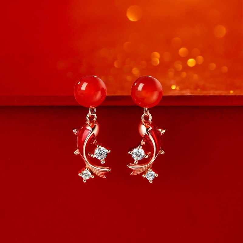 Zen Healing 925 Silver Koi Fish Luck Earrings