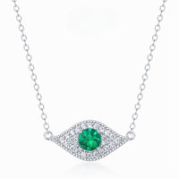 Zen Healing S925 Silver Lab-Created Emerald Devil's Eye Necklace