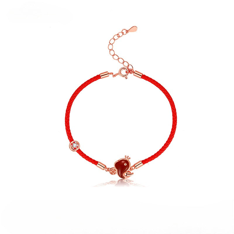 Zen Healing S925 Silver Red Agate Year of the Snake Red String Luck Bracelet