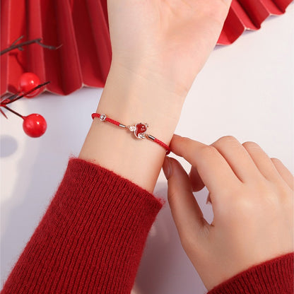 Zen Healing S925 Silver Red Agate Year of the Snake Red String Luck Bracelet