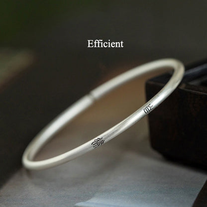 Zen Healing S925 Silver Peace Luck Cuff Bracelet Bangle