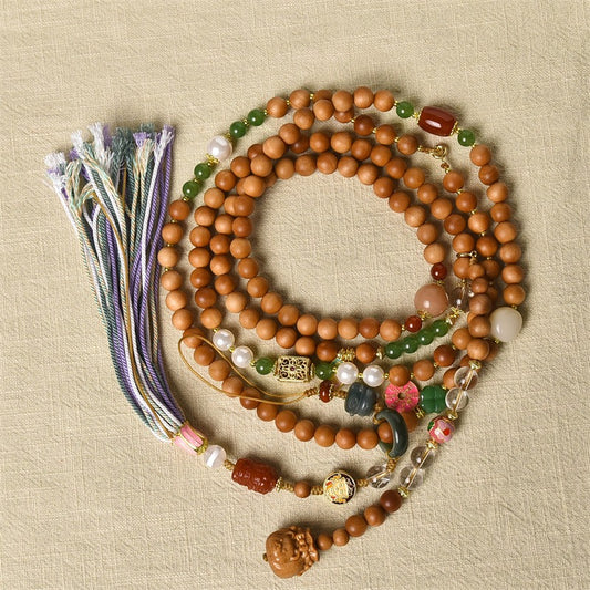 Zen Healing Sandalwood 108 Mala Protection Bracelet