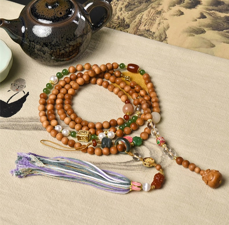 Zen Healing Sandalwood 108 Mala Protection Bracelet