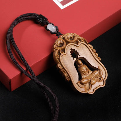 Zen Healing Sandalwood Buddha Necklace Protection Pendant