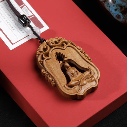 Zen Healing Sandalwood Buddha Necklace Protection Pendant