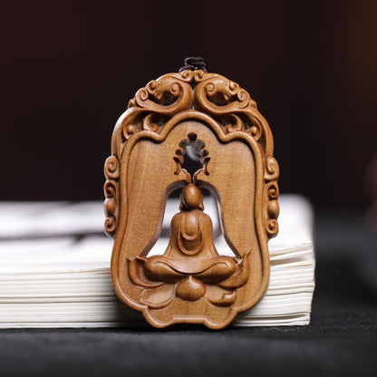 Zen Healing Sandalwood Buddha Necklace Protection Pendant