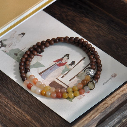 Zen Healing Sandalwood Five-Color jade Protection Tibetan Bracelet