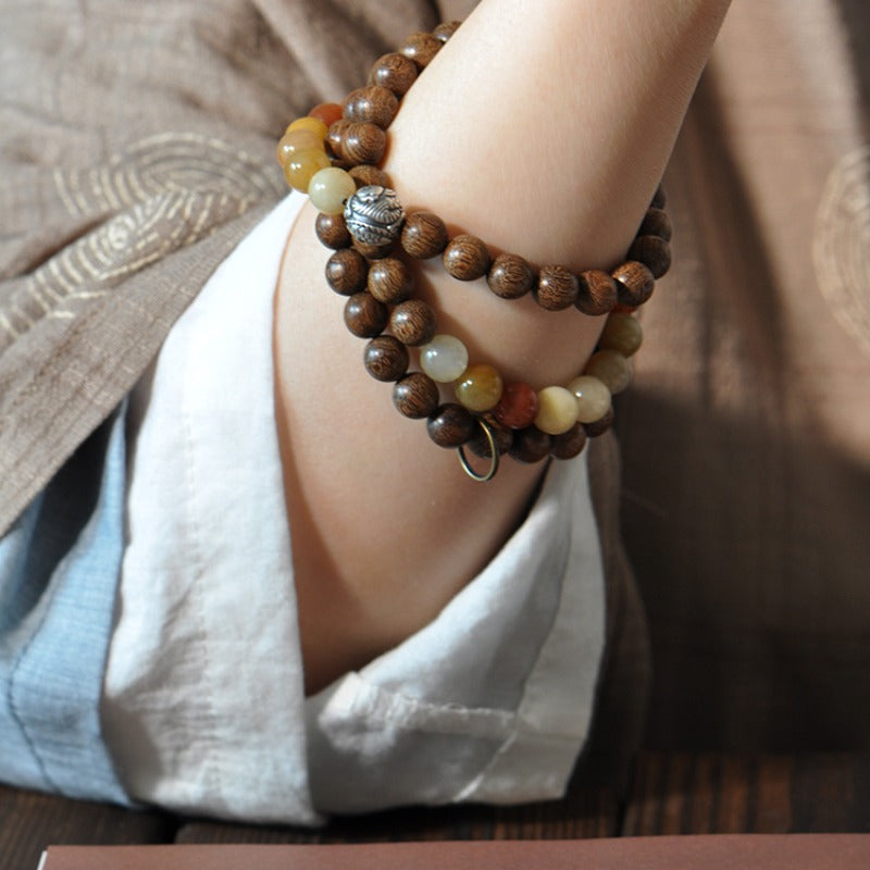 Zen Healing Sandalwood Five-Color jade Protection Tibetan Bracelet