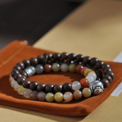 Zen Healing Sandalwood Five-Color jade Protection Tibetan Bracelet