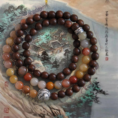 Zen Healing Sandalwood Five-Color jade Protection Tibetan Bracelet