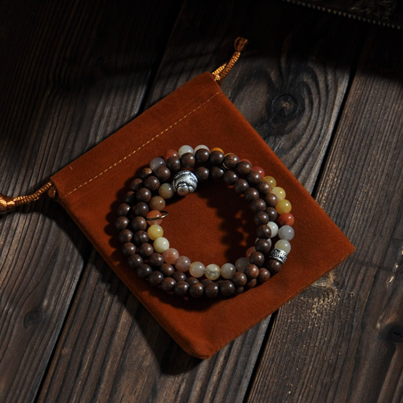 Zen Healing Sandalwood Five-Color jade Protection Tibetan Bracelet