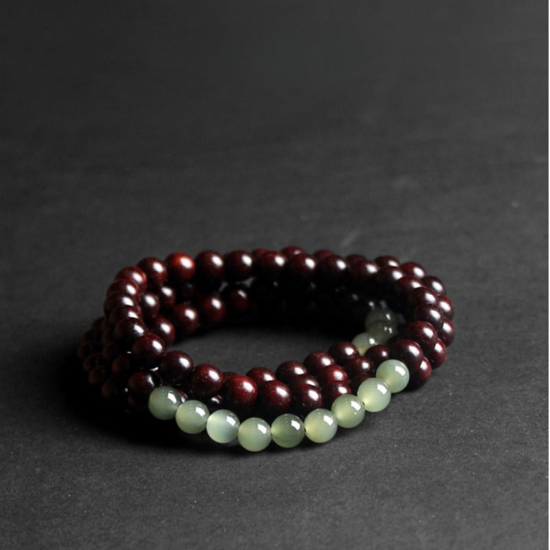 Zen Healing Small Leaf Red Sandalwood Jade Multi-circle Calm Bracelet