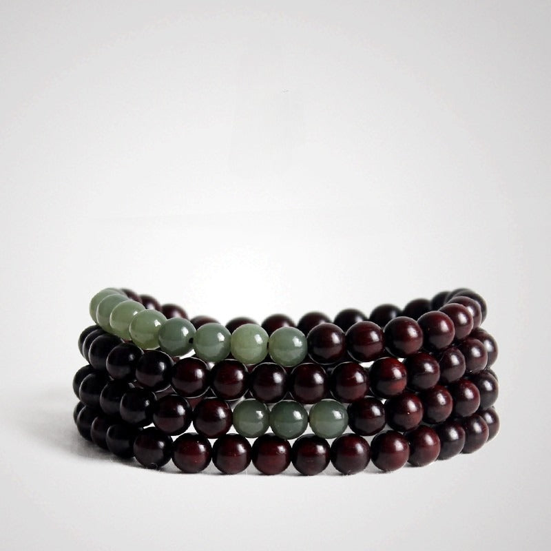 Zen Healing Small Leaf Red Sandalwood Jade Multi-circle Calm Bracelet