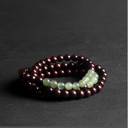 Zen Healing Small Leaf Red Sandalwood Jade Multi-circle Calm Bracelet