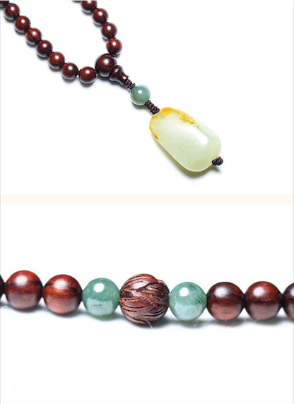 Zen Healing Small Leaf Red Sandalwood Jaed 108 Mala Beads Meditation Bracelet