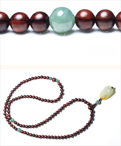 Zen Healing Small Leaf Red Sandalwood Jaed 108 Mala Beads Meditation Bracelet